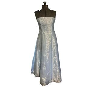 Y2K Vintage Roberta Strapless Ice Blue Sequin Gown 9/10 Fairycore Prom Hoco 90s